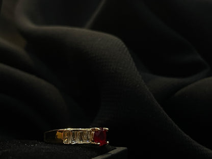 Women's Red Stone Gold Ring