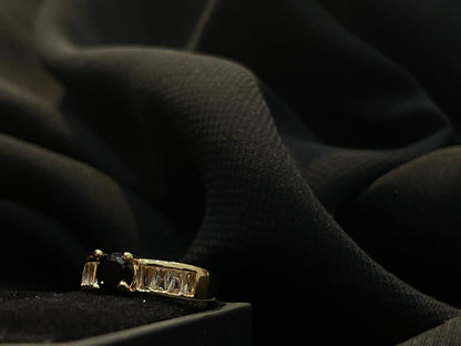 Women's Black Stone Gold Ring