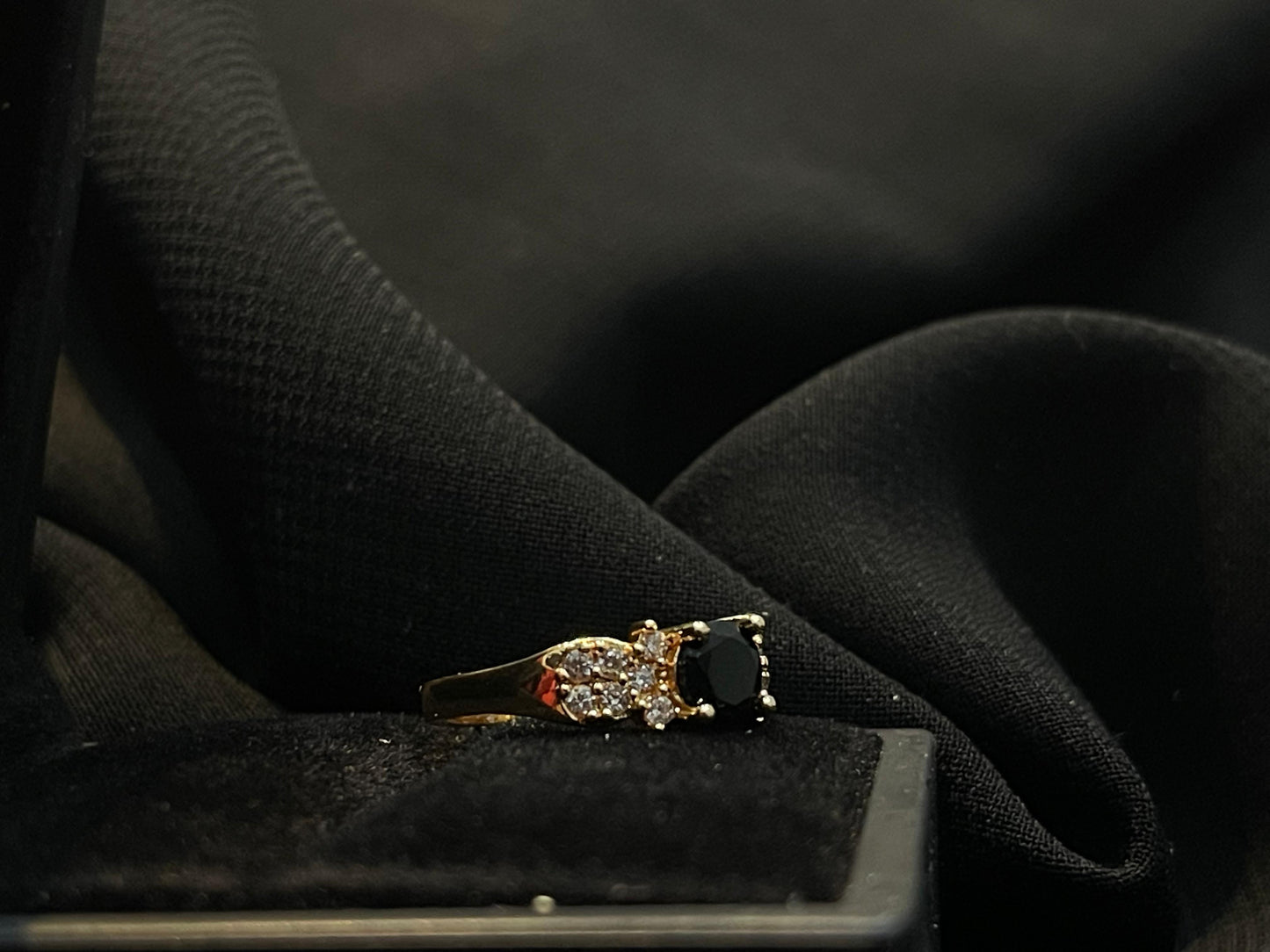 Women's Black Stone Gold Ring