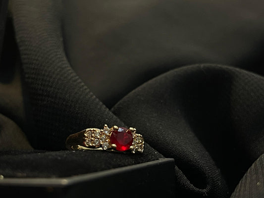 Women's Red Stone Gold Ring