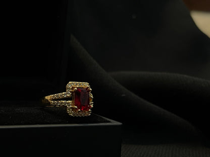 Women's Red Stone Gold Ring