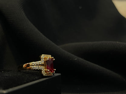 Women's Red Stone Gold Ring