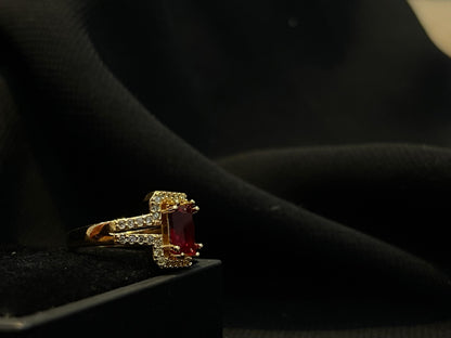 Women's Red Stone Gold Ring