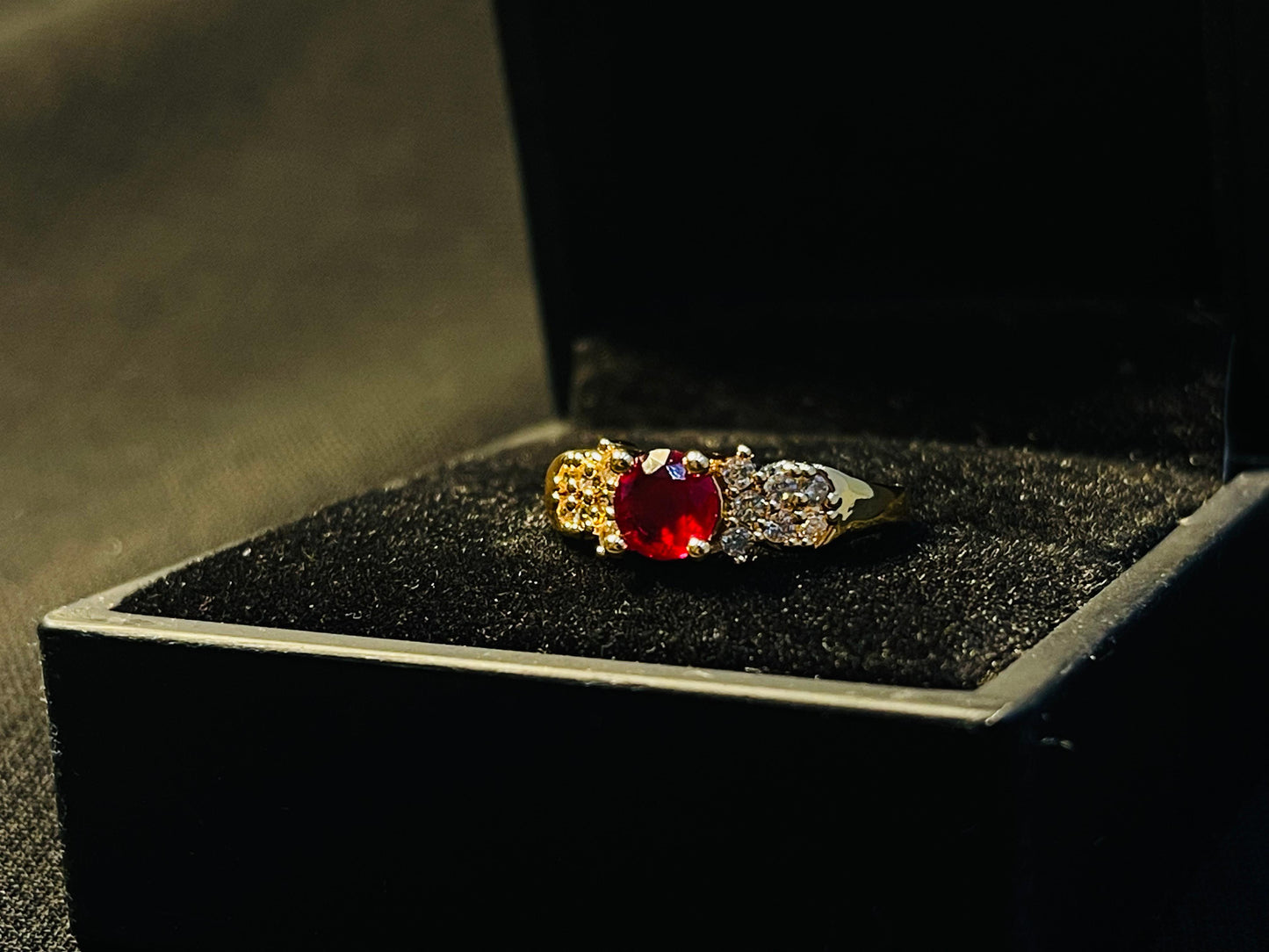 Women's Red Stone Gold Ring