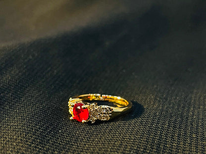 Women's Red Stone Gold Ring