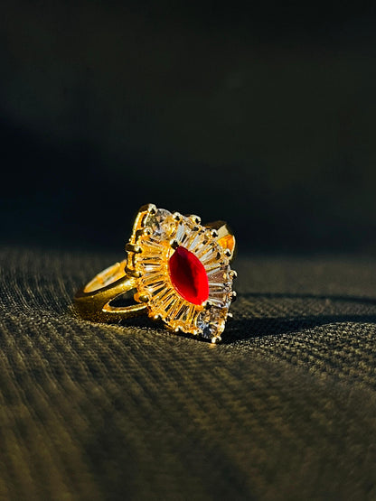 Women's Red Stone Gold Ring