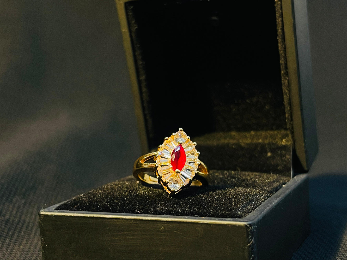 Women's Red Stone Gold Ring