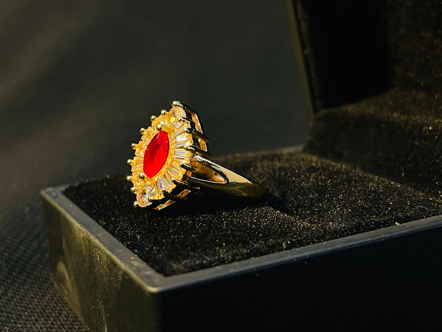 Women's Red Stone Gold Ring