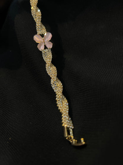 Women's Pink Butterfly Diamond Bracelet