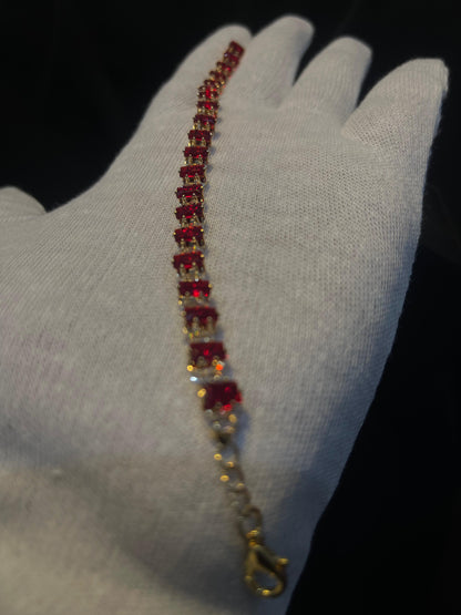 Women's Red Stone Gold Plated Bracelet