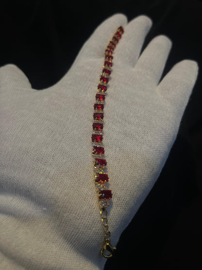 Women's Red Stone Gold Plated Bracelet