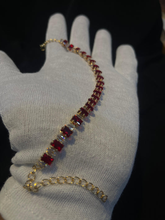 Women's Red Stone Gold Plated Bracelet